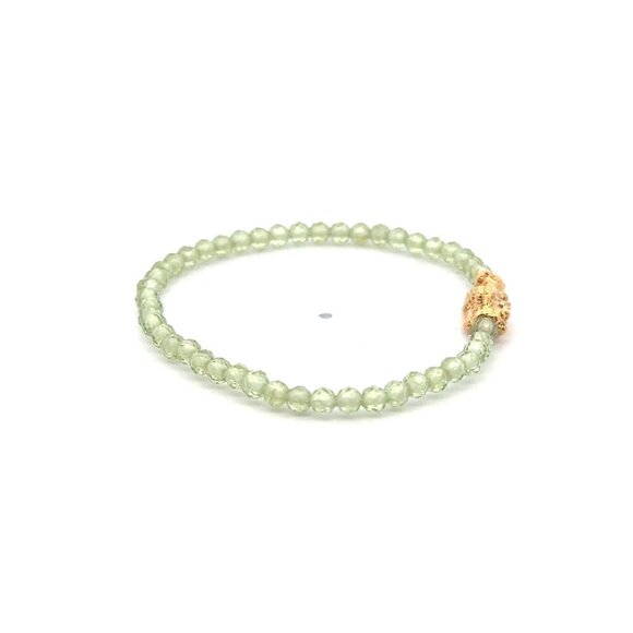 18K Gold Pixiu Piyao Bracelet Gemstone Mini Bead Peridot Microfaceted 4mm August - Picture 4 of 6